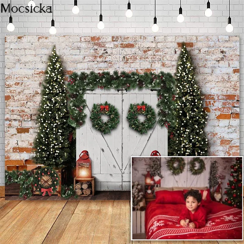 Mocsicka Christmas Backdrop White Wooden Door and Christmas Tree Decor Retro Brick Wall Photographic Studio Photo Backgrounds
Mocsicka Christmas Backdrop White Wooden Door and Christmas Tree Decor Retro Brick Wall Photographic Studio Photo Backgrounds