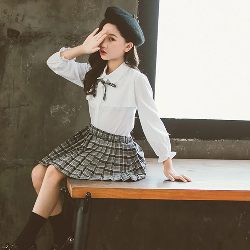 Girl Dress 2019 Autumn Baby Striped Plaid Skirt + T Shirt 2pcs Casual Cute Girls Fashion College Girl Kids Clothes for 8 10 12 y
Girl Dress 2019 Autumn Baby Striped Plaid Skirt + T Shirt 2pcs Casual Cute Girls Fashion College Girl Kids Clothes for 8 10 12 y