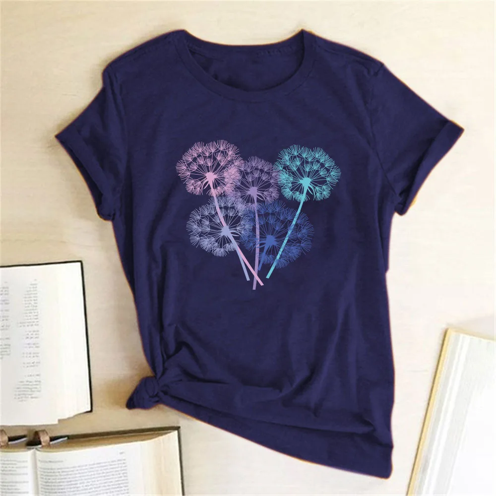 Color Dandelion Print Funny Women T-shirt Free Shipping JKP4746