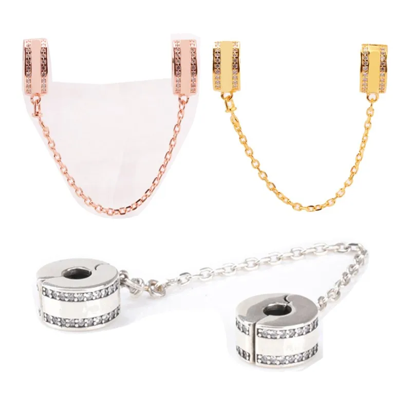 Original 925 Sterling Silver Color Round With Double Row Crystal Cz Safety Chain Fit Pandora Women Bracelet & Necklace Jewelry
Original 925 Sterling Silver Color Round With Double Row Crystal Cz Safety Chain Fit Pandora Women Bracelet & Necklace Jewelry