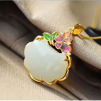 New silver inlaid natural Hetian white Chalcedony plant Pendant Necklace Chinese style retro court elegant charm lady jewelry
New silver inlaid natural Hetian white Chalcedony plant Pendant Necklace Chinese style retro court elegant charm lady jewelry