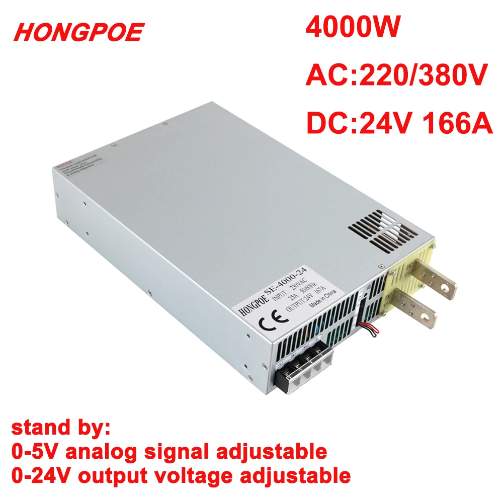 

24V Power Supply 0-24V Adjustable Power Supply 0-5V Analog Signal Control 220V 380V AC-DC 24V 166A High-Power Transformer 4000W