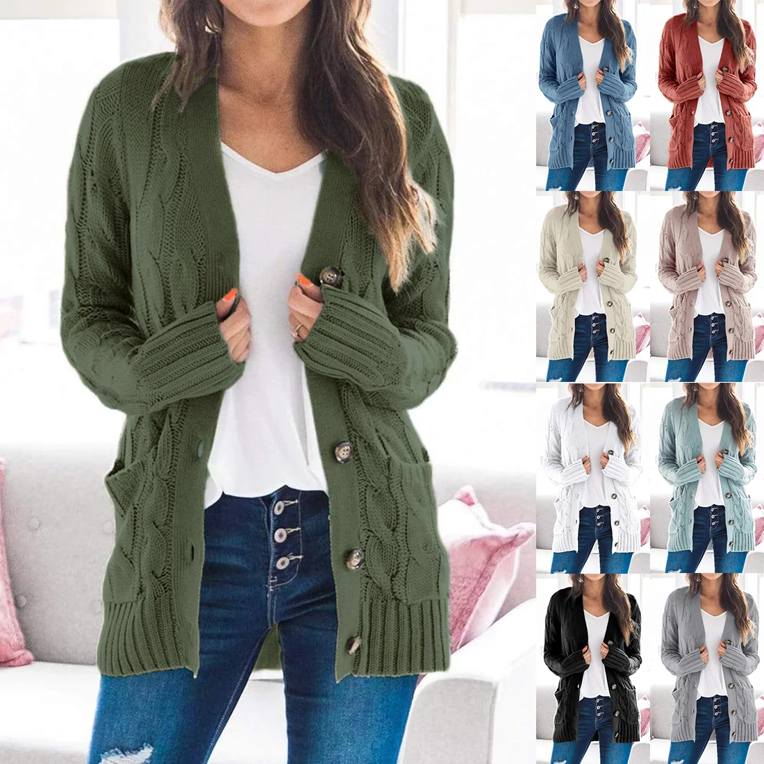 Candy Color Knitted Cardigan Long Sleeve Autumn Winter Women Sweaters Loose Knit Sweater Coat Pocket Casual Jumper Top
Candy Color Knitted Cardigan Long Sleeve Autumn Winter Women Sweaters Loose Knit Sweater Coat Pocket Casual Jumper Top