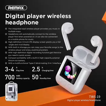 Remax 1.3 inch Display Screen Digital player Wireless Earphones With Recording function MP3 Player With 8G storage
Remax 1.3 inch Display Screen Digital player Wireless Earphones With Recording function MP3 Player With 8G storage