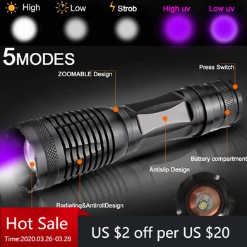 10000LM 2in1 UV Flashlight LED Linternas Torch 395nm Ultraviolet Urine Detector For Camping Carpet Pet Urine Catch Scorpions
10000LM 2in1 UV Flashlight LED Linternas Torch 395nm Ultraviolet Urine Detector For Camping Carpet Pet Urine Catch Scorpions