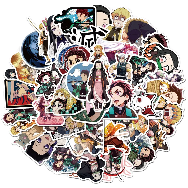 50pcs Demon Slayer: Kimetsu no Yaiba Anime Sticker Stickers PVC Graffiti Suitcase Luggage Guitar For Children Toys | Игрушки и хобби