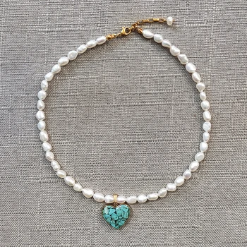women exquisite irregular freshwater pearls necklace fashion blue stone heart pendant accessories Valentine's day gift for girls
women exquisite irregular freshwater pearls necklace fashion blue stone heart pendant accessories Valentine's day gift for girls