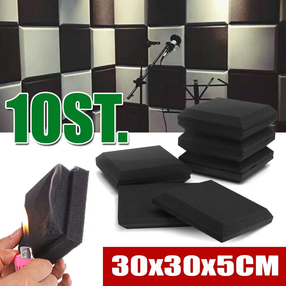 10Pcs 300x300x50mm Soundproofing Foam Acoustic Panels Studio Tiles AbsorptionTiles Polyurethane Foam
10Pcs 300x300x50mm Soundproofing Foam Acoustic Panels Studio Tiles AbsorptionTiles Polyurethane Foam