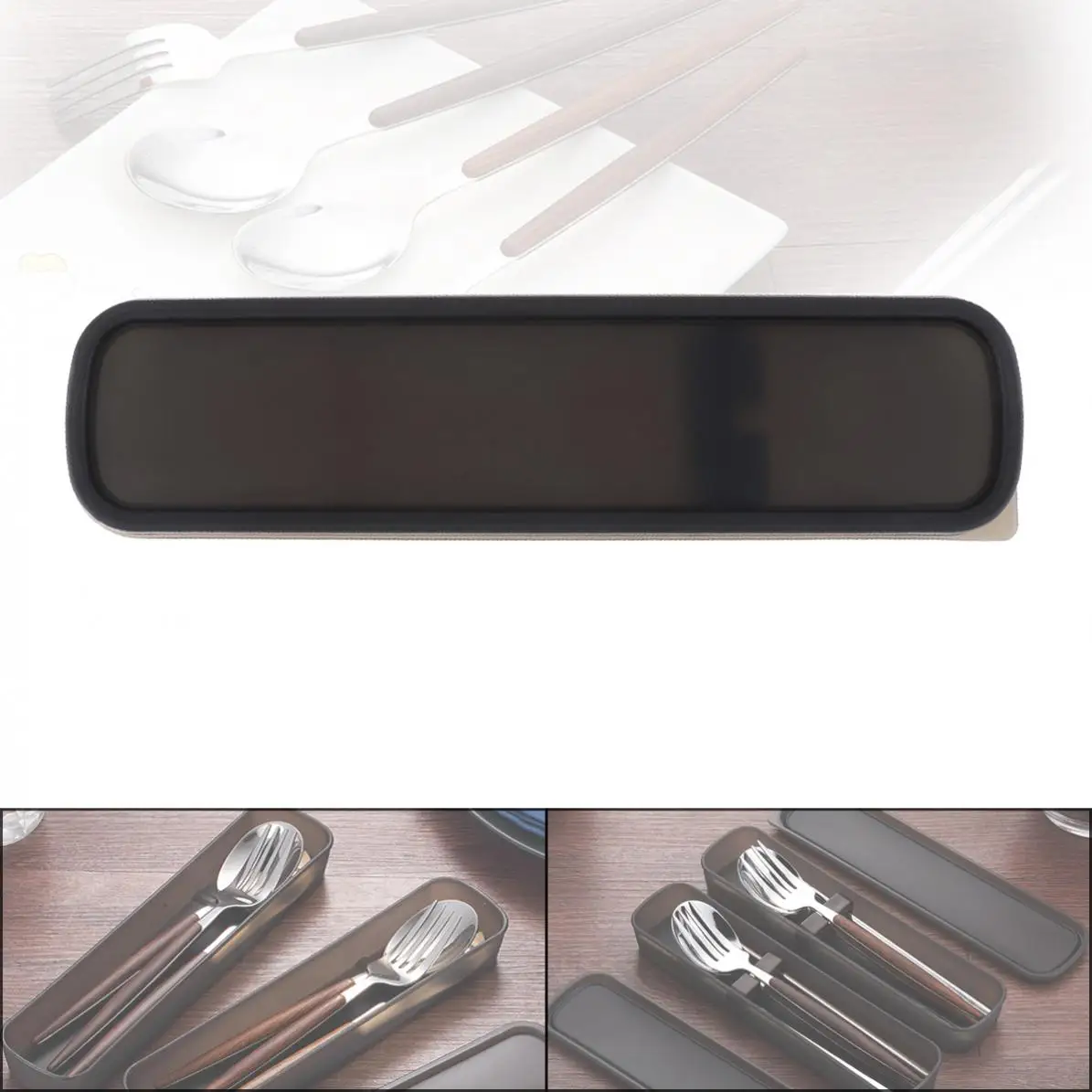 Universal Black Portable PP Cutlery Receptacle Tableware Storage Box Case with Silicone Pad
Universal Black Portable PP Cutlery Receptacle Tableware Storage Box Case with Silicone Pad