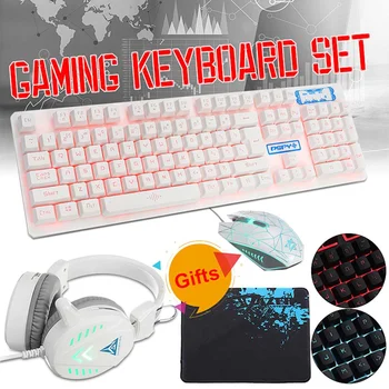 4Pcs Mechanical Wired USB Keyboard Illuminated Gaming Mouse Pad Accessories Set Computer Desktop Backlight Headset Home
4Pcs Mechanical Wired USB Keyboard Illuminated Gaming Mouse Pad Accessories Set Computer Desktop Backlight Headset Home