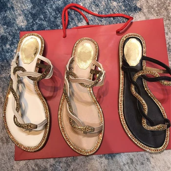 Flat heel shoes for women crystal snake clip toe summer gladiator sandals flipflops real leather 2020 vocation beach shoes Women
Flat heel shoes for women crystal snake clip toe summer gladiator sandals flipflops real leather 2020 vocation beach shoes Women