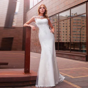 Eightale Mermaid Wedding Dress Appliques Lace O-Neck Wedding Gowns Sheer Illusion Back Sexy Boho Bridal Dresses vestido de noiva
Eightale Mermaid Wedding Dress Appliques Lace O-Neck Wedding Gowns Sheer Illusion Back Sexy Boho Bridal Dresses vestido de noiva