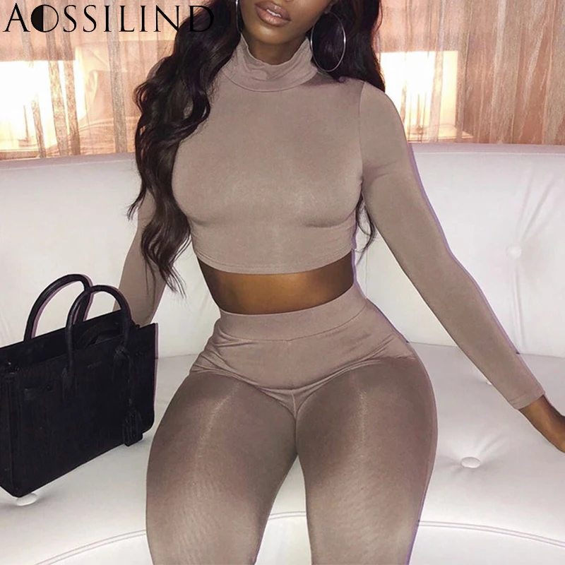 AOSSILIND Women Turtleneck Tracksuits Autumn Long Sleeve Crop Top And Long Pant Casual Two Piece Set Outfits
AOSSILIND Women Turtleneck Tracksuits Autumn Long Sleeve Crop Top And Long Pant Casual Two Piece Set Outfits