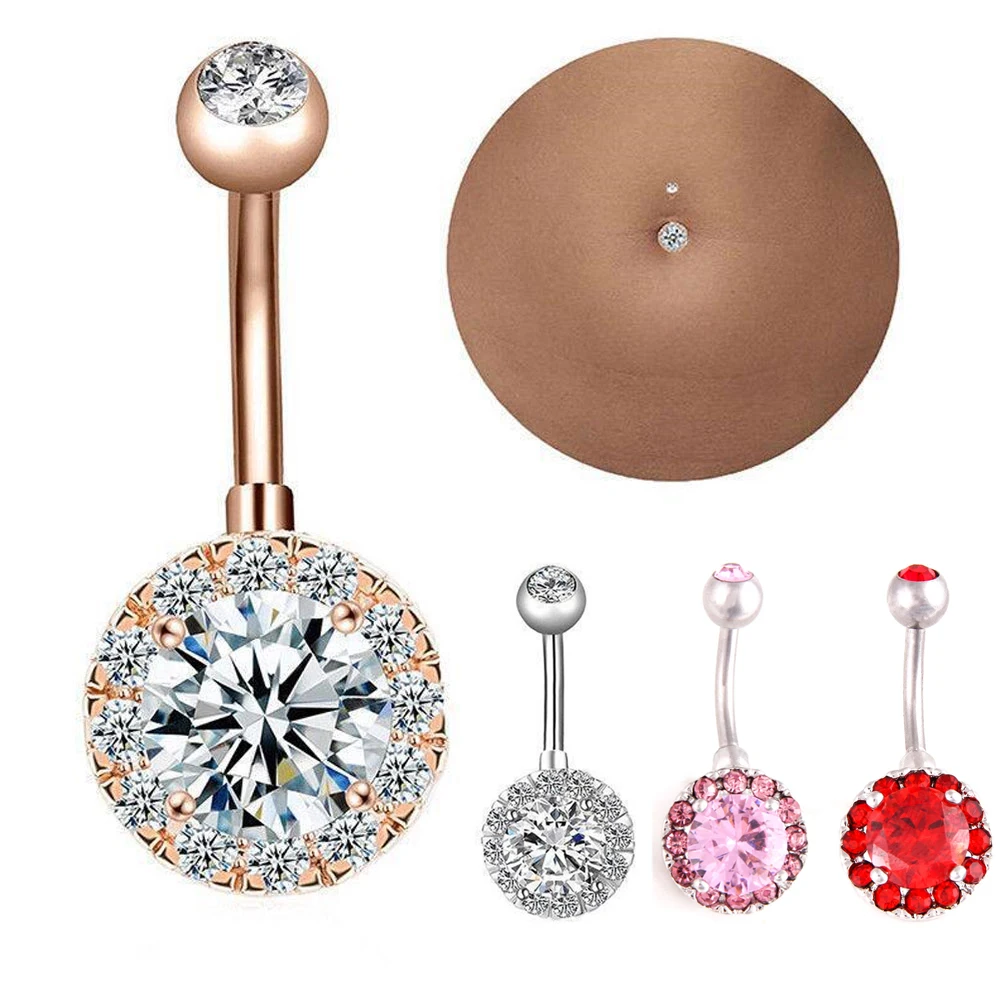 happtyl 1pcs belly button rings rhinestones belly piercing navel