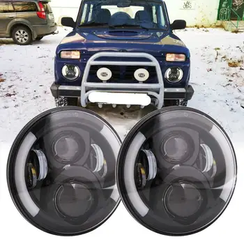 7"inch LED Halo Headlights with H4 Plug For Land Rover LED Headlamps with Amber Turn Signal For lada niva 4x4 offroad
7"inch LED Halo Headlights with H4 Plug For Land Rover LED Headlamps with Amber Turn Signal For lada niva 4x4 offroad