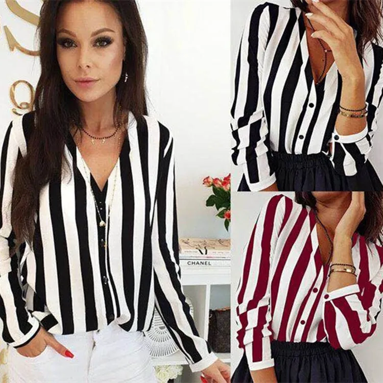 New Design Long Sleeve Chiffon Blouses Woman 2019 Front Open Buttons Spliced Stripe Shirt
New Design Long Sleeve Chiffon Blouses Woman 2019 Front Open Buttons Spliced Stripe Shirt