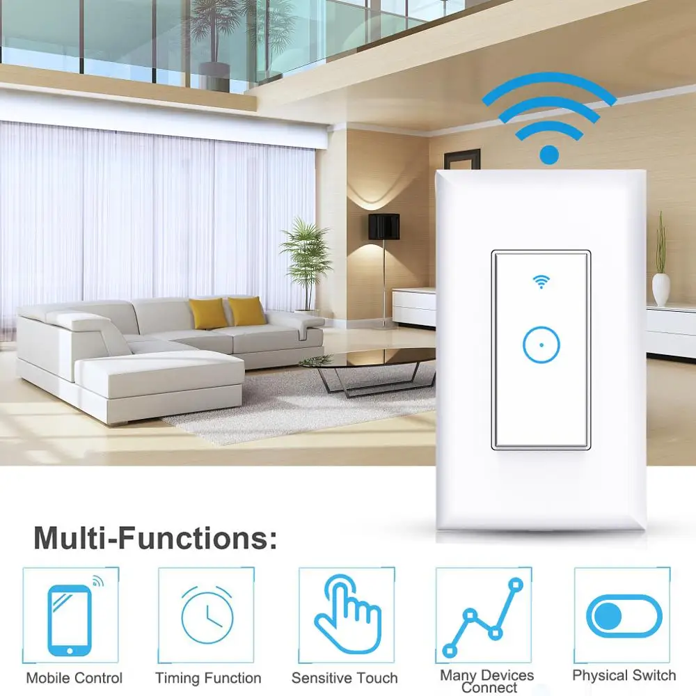 1 Gang Touch Switch Smart Light Switch Panel Wall interruptor Wifi Light Switch US Standard Work with Alexa Google Home
1 Gang Touch Switch Smart Light Switch Panel Wall interruptor Wifi Light Switch US Standard Work with Alexa Google Home