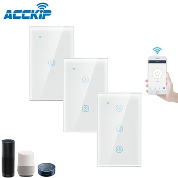 ACCKIP WiFi 120 Type Smart Switch 1/2/3Gang US Standard Smart Wall Touch Light Switch Support Tuya Work with Alexa Google Home
ACCKIP WiFi 120 Type Smart Switch 1/2/3Gang US Standard Smart Wall Touch Light Switch Support Tuya Work with Alexa Google Home