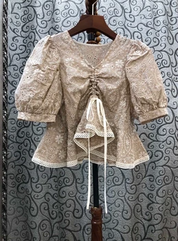 2020 Spring and Summer New Women's Collar Chest Wrinkle Knot Drawstring Decorative Printing Short-Sleeved All-Match Top 638
2020 Spring and Summer New Women's Collar Chest Wrinkle Knot Drawstring Decorative Printing Short-Sleeved All-Match Top 638