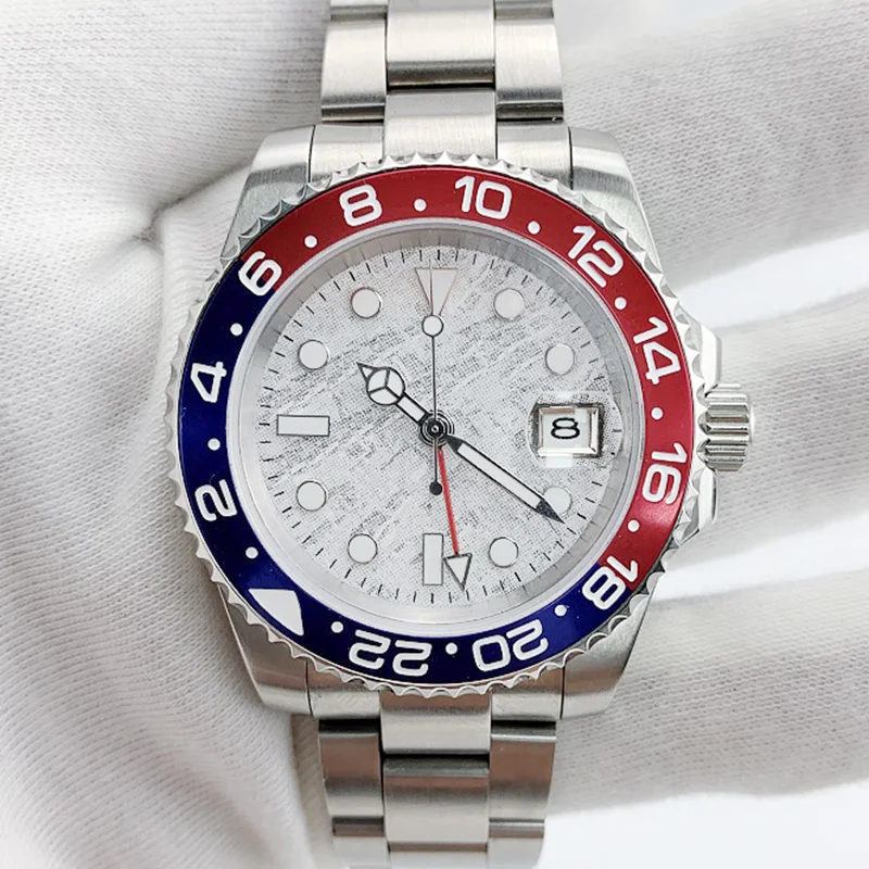 Luxury brand men mechanical watch GMT master II 40mm automatic meteorite clock blue and red ceramic bezel military sapphire 2019
Luxury brand men mechanical watch GMT master II 40mm automatic meteorite clock blue and red ceramic bezel military sapphire 2019