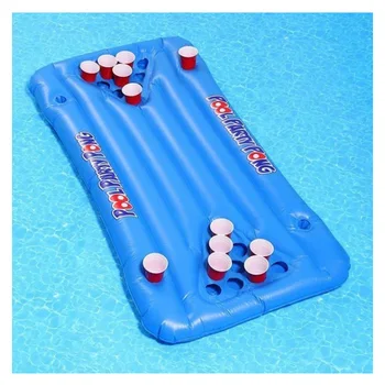PVC inflatable Pool floats with Cup hole floating row drink floats Pool Party pone Air mattress Water table tennis game toys