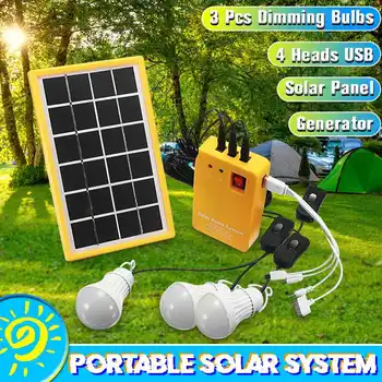 Solar Power Panel Generator Kit w/ 90LM LED Bulbs Light 5V USB Charger Rechargeable Power Bank with 3 Outdoor Light Lamp
Solar Power Panel Generator Kit w/ 90LM LED Bulbs Light 5V USB Charger Rechargeable Power Bank with 3 Outdoor Light Lamp