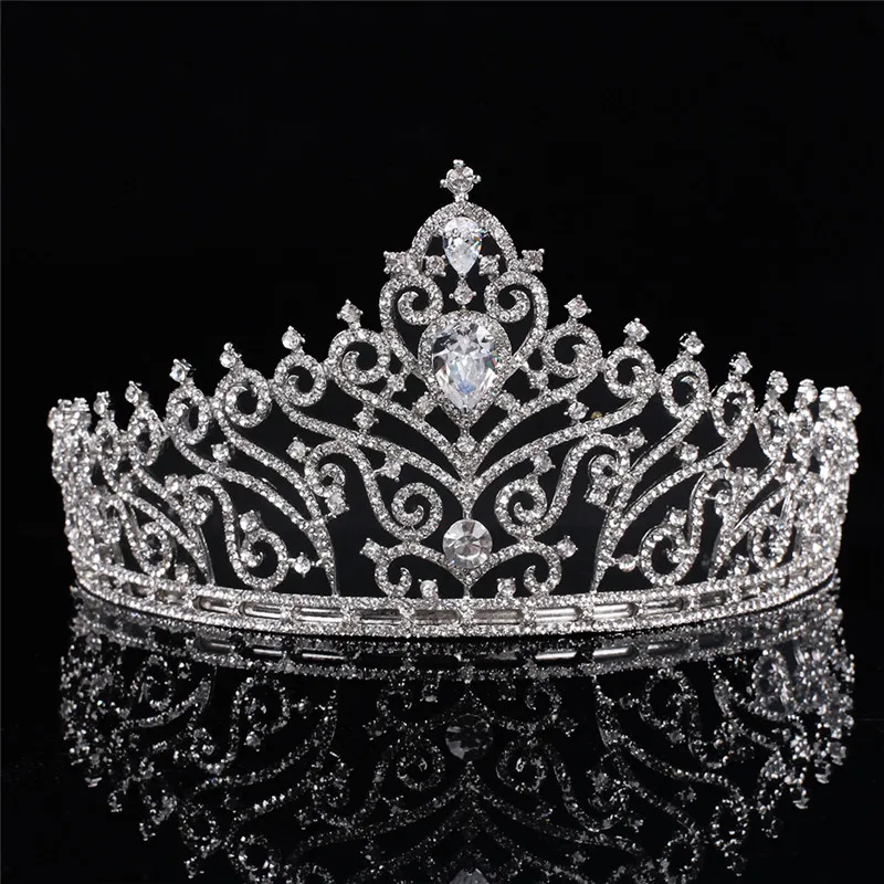 

Luxurious Cubic Zircon Crown Female Wedding Tiara Diadem Headpiece Bridal Headdress Headwear Birthday Hair Accessories