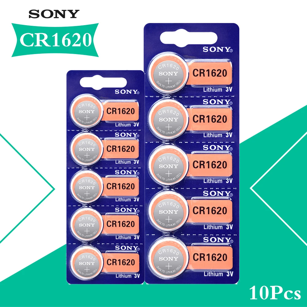 

10Pcs/lot For Sony Original CR1620 Button Coin Cell Battery For Watch Car Remote Key cr 1620 ECR1620 GPCR1620 3v Lithium Battery