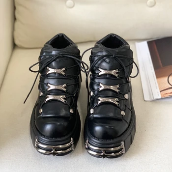 Punk Style Women Sneakers Lace-up 6CM Platform Shoes Woman Creepers Female Casual Flats Metal Decor Tenis Feminino
Punk Style Women Sneakers Lace-up 6CM Platform Shoes Woman Creepers Female Casual Flats Metal Decor Tenis Feminino
