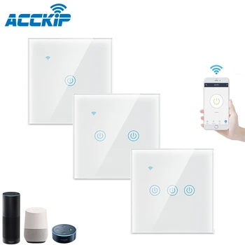 ACCKIP Smart Light Touch Switch Glass Panel 1/2/3 Gang WiFi Light Switch EU Standard APP Control Wireless Smart Home Switch
ACCKIP Smart Light Touch Switch Glass Panel 1/2/3 Gang WiFi Light Switch EU Standard APP Control Wireless Smart Home Switch