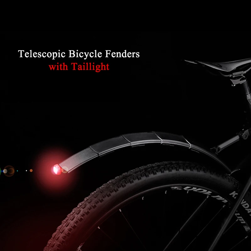 Telescopic Bicycle Fenders with Taillight Folding MTB Bike Front Rear Mudguard Quick Release Cycling Wing Tail Light Accessories
Telescopic Bicycle Fenders with Taillight Folding MTB Bike Front Rear Mudguard Quick Release Cycling Wing Tail Light Accessories