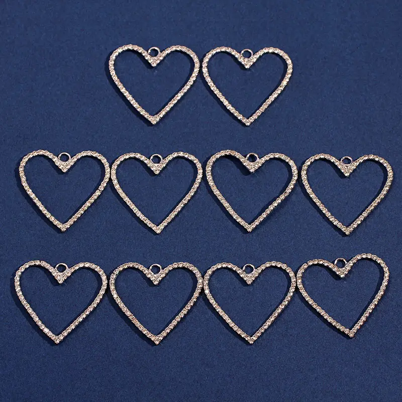 Hot Sell 10Pcs Pave Shining Rhinestone Hollow Heart Shape Charm Gold Silver Color Alloy Accessories For Jewelry Making Supplies 
Hot Sell 10Pcs Pave Shining Rhinestone Hollow Heart Shape Charm Gold Silver Color Alloy Accessories For Jewelry Making Supplies