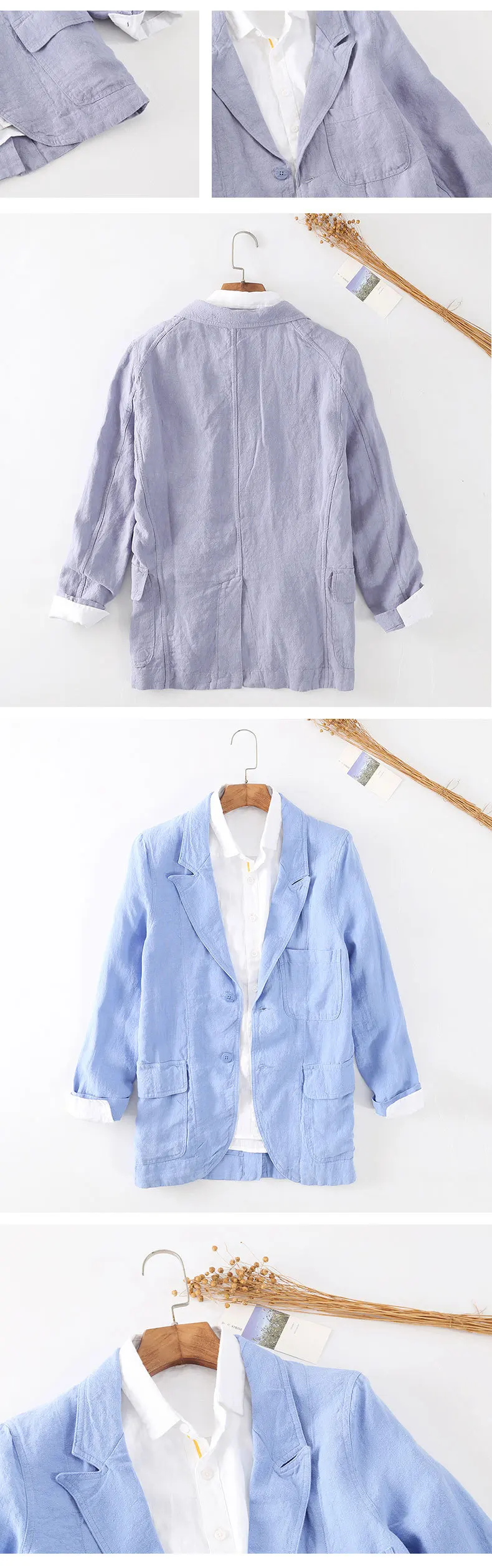 Men Spring Fall Fashion Solid Color Long Sleeve Single Breasted Notched Suit Premium Healthy Breathable Thin Linen Casual Blazer Men Spring Fall Fashion Solid Color Long Sleeve Single Breasted Notched Suit Premium Healthy Breathable Thin Linen Casual Blazer