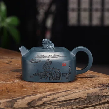 Ore Enameled Pottery Teapot Famous Full Manual Tea Set Gift Originality Customized Azure Mud Engraving Square Lucky Beast Pot
Ore Enameled Pottery Teapot Famous Full Manual Tea Set Gift Originality Customized Azure Mud Engraving Square Lucky Beast Pot