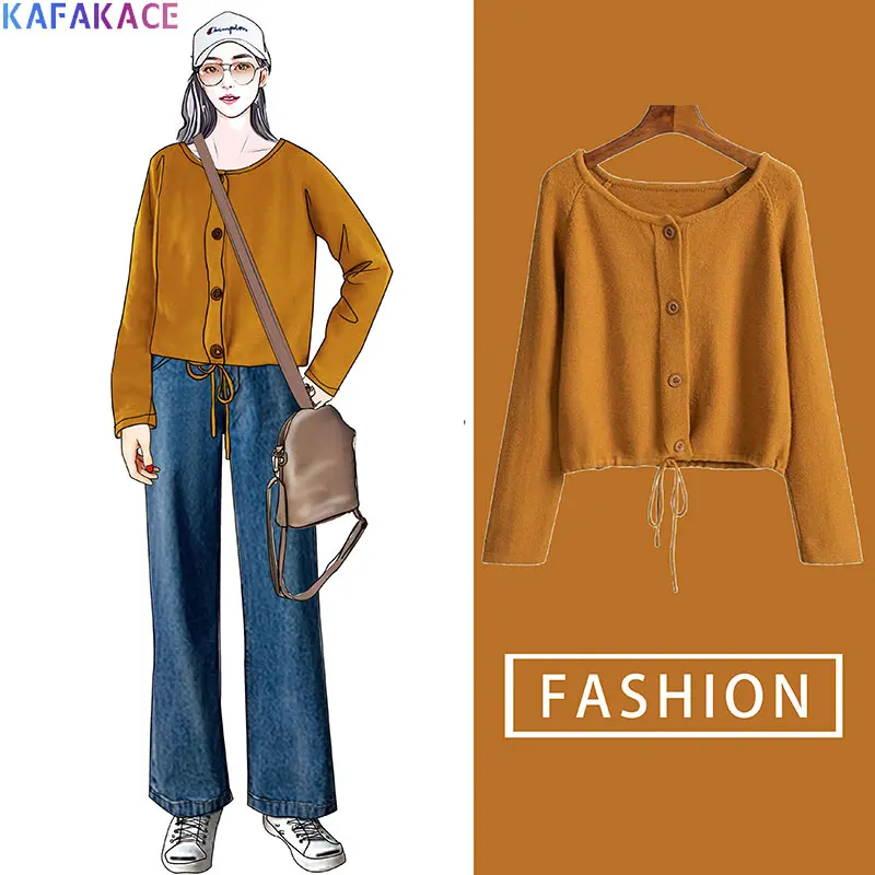 KAFAKACE 2020 Women Sweater Basic O-Neck Knitting Wool Short Design Belt Coat Elegant Loose Winter Style Solid Casual Cardigan
KAFAKACE 2020 Women Sweater Basic O-Neck Knitting Wool Short Design Belt Coat Elegant Loose Winter Style Solid Casual Cardigan