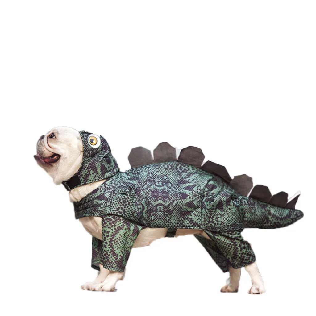 Одежда для собак и кошек милые забавные костюмы динозавров пальто Зимняя Теплая