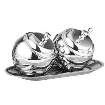 Kitchen Sugar Bowl Set with Lid Spoon and Tray for Tea and Coffee Stainless Steel Storage Container Condiment Pot Vintage Candy
Kitchen Sugar Bowl Set with Lid Spoon and Tray for Tea and Coffee Stainless Steel Storage Container Condiment Pot Vintage Candy