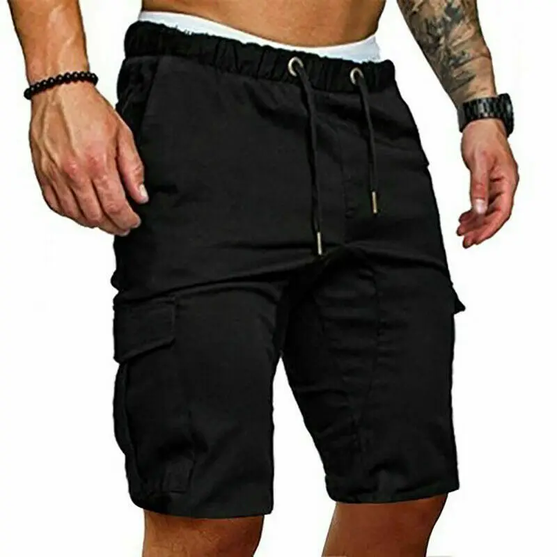 Фото Шорты-карго мужские с карманами на шнуровке в стиле милитари лето размера плюс |