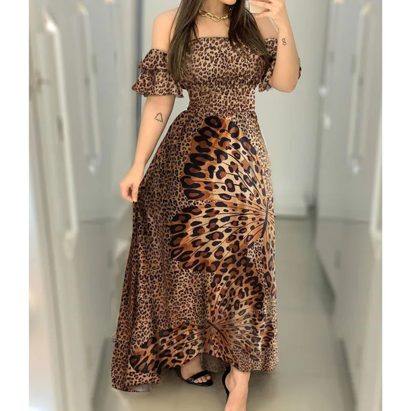 Off Shoulder Party Dresses Women Lady Ruffle Leopard Print Flare Long Sundress Sexy Ladies Strappy Slash neck Vestido
Off Shoulder Party Dresses Women Lady Ruffle Leopard Print Flare Long Sundress Sexy Ladies Strappy Slash neck Vestido