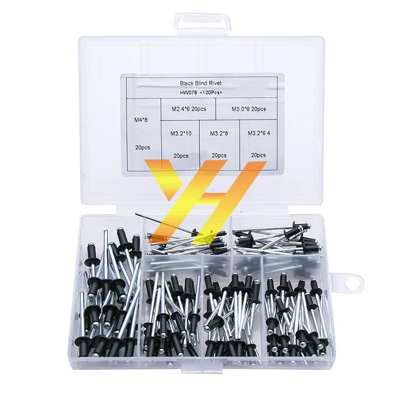120pcs Black Aluminum Pop Rivets Decoration Nails Aluminum Pull Rivets M2.4 M3.2 M4 Set push pins decorative
120pcs Black Aluminum Pop Rivets Decoration Nails Aluminum Pull Rivets M2.4 M3.2 M4 Set push pins decorative