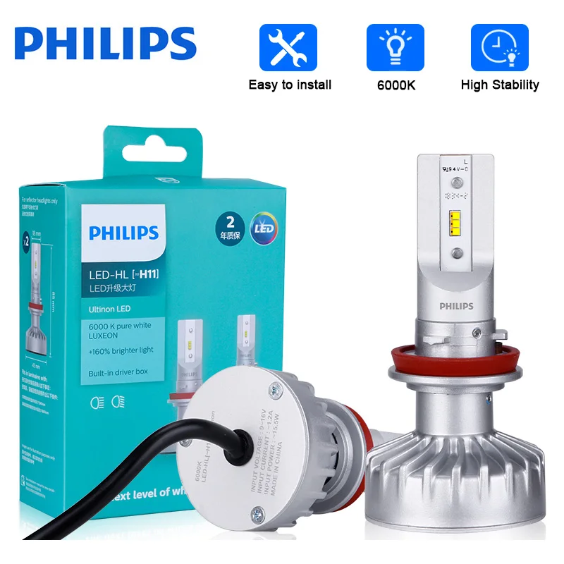 Фото Лампы Philips для автомобильных фар H7 Ultinon Essential G2 LED 6000K H1 H4 H8/H11/H16 9005 HB3 9006 HB4 9012 HIR2 12 В |