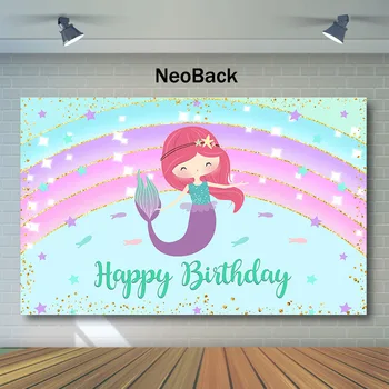 NeoBack Mermaid Happy Birthday Backdrop Rainbow Shining Stars Photography Backdrops Birthday Party Banner Photo Background
NeoBack Mermaid Happy Birthday Backdrop Rainbow Shining Stars Photography Backdrops Birthday Party Banner Photo Background