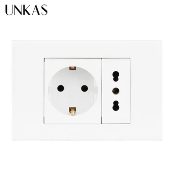 UNKAS Wall Socket Plug Grounded 16A EU Socket Outlet With Italian / Chile Electrical Outlet 118mm*80mm AC 100~250V
UNKAS Wall Socket Plug Grounded 16A EU Socket Outlet With Italian / Chile Electrical Outlet 118mm*80mm AC 100~250V
