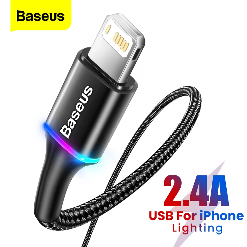 USB-кабель Baseus Lighting для iPhone 12 11 Pro Max X XR XS 8 7 6 6s iPad кабель быстрой зарядки и передачи