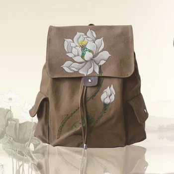 New hand-painted hand-painted lotus canvas bag simple and stylish portable ladies fashion backpack
New hand-painted hand-painted lotus canvas bag simple and stylish portable ladies fashion backpack