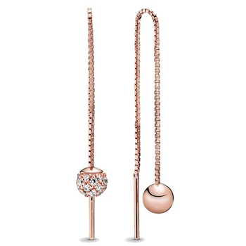 Authentic 925 Sterling Silver Earring Rose Polished & Pave Bead Earrings With Crystal For Women Wedding Gift Fine Jewelry 
Authentic 925 Sterling Silver Earring Rose Polished & Pave Bead Earrings With Crystal For Women Wedding Gift Fine Jewelry