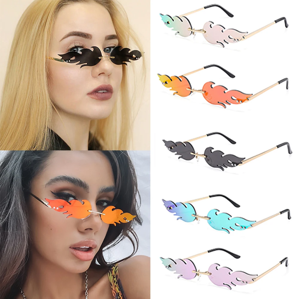 New Luxury Fashion Fire Flame Sunglasses Women Rimless Wave Sun Glasses 2020 Cool Stylish Women Vintage Metal Shades Eyewear
New Luxury Fashion Fire Flame Sunglasses Women Rimless Wave Sun Glasses 2020 Cool Stylish Women Vintage Metal Shades Eyewear
