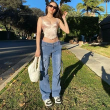 Blue Jeans Retro Sashes Denim Pants Ruched Drawstring Cargo Pants Women Big Pockets Trousers Women Streetwear Jean
Blue Jeans Retro Sashes Denim Pants Ruched Drawstring Cargo Pants Women Big Pockets Trousers Women Streetwear Jean