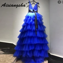 Aixiangsha Royal Blue Prom Dresses Deep V Neck Tiered Tulle Witt Black Bow Belt Robe De Soiree Celebrity Party Princess Gowns
Aixiangsha Royal Blue Prom Dresses Deep V Neck Tiered Tulle Witt Black Bow Belt Robe De Soiree Celebrity Party Princess Gowns