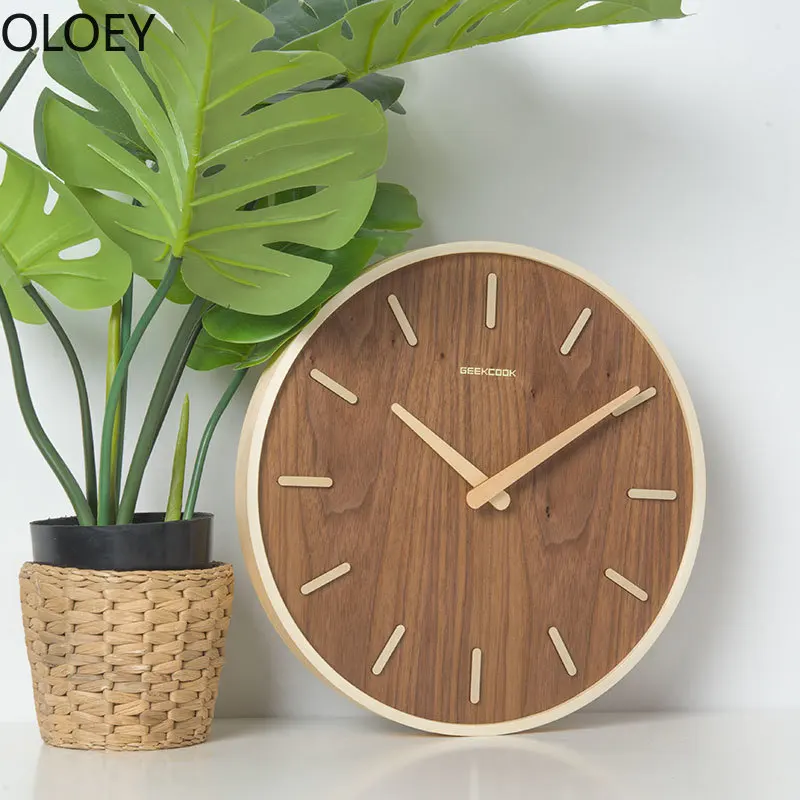 

3d Clock Wall Large Wood 14-inch Watch Chinese Mute Clock Japanese Living Room Household Horloge Reloj De Pared Wall Clocks 2020